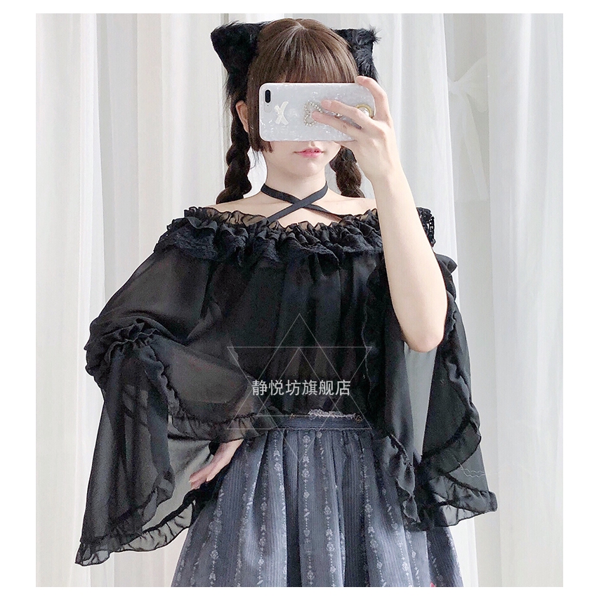 Áo Sơ Mi Voan Cổ Búp Bê Phong Cách Lolita Cho Nữ Dịp Halloween