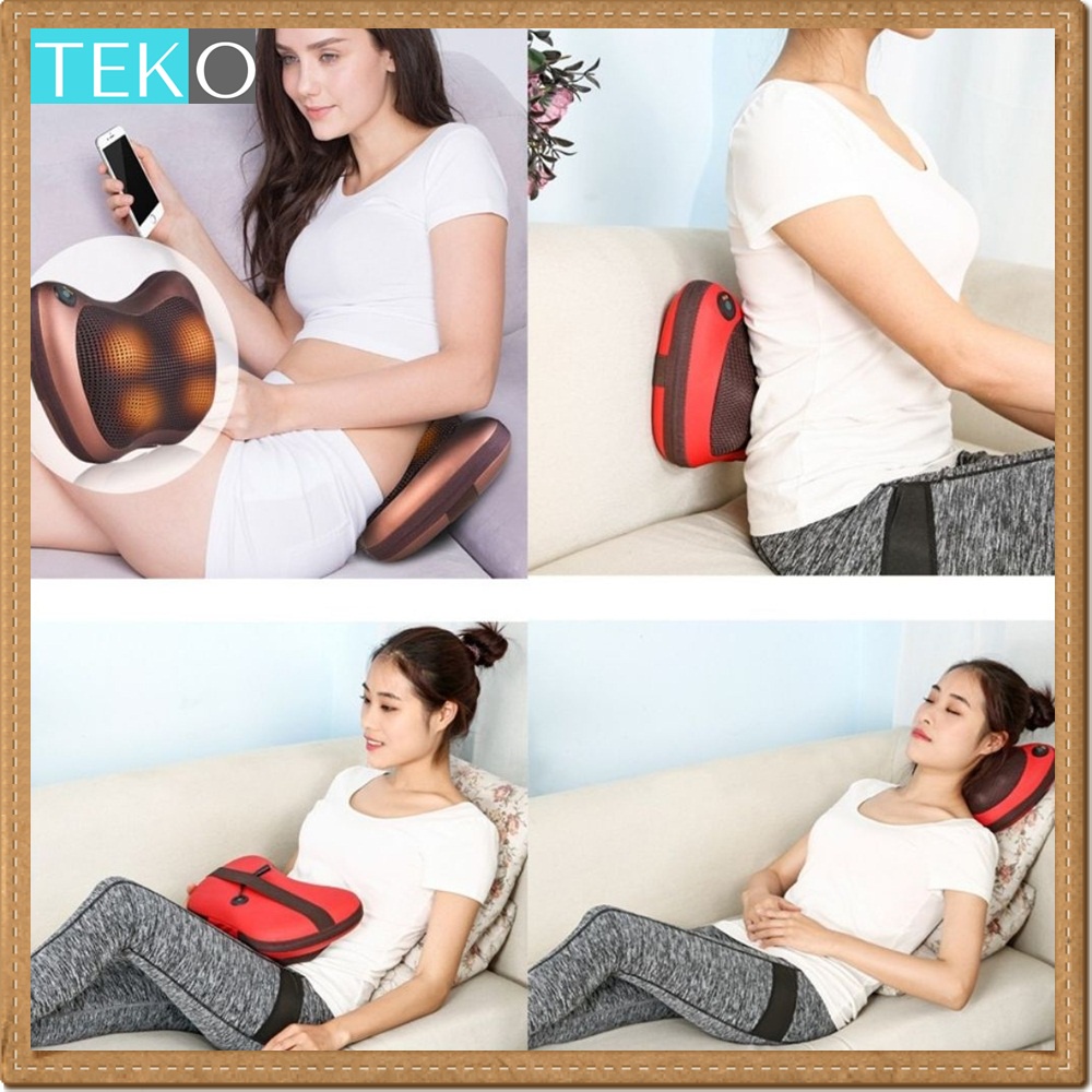 Gối massage hồng ngoại 8 bi cao cấp công nghệ 5D, mát xa cổ vai gáy - BH 3 tháng - TEKO Store