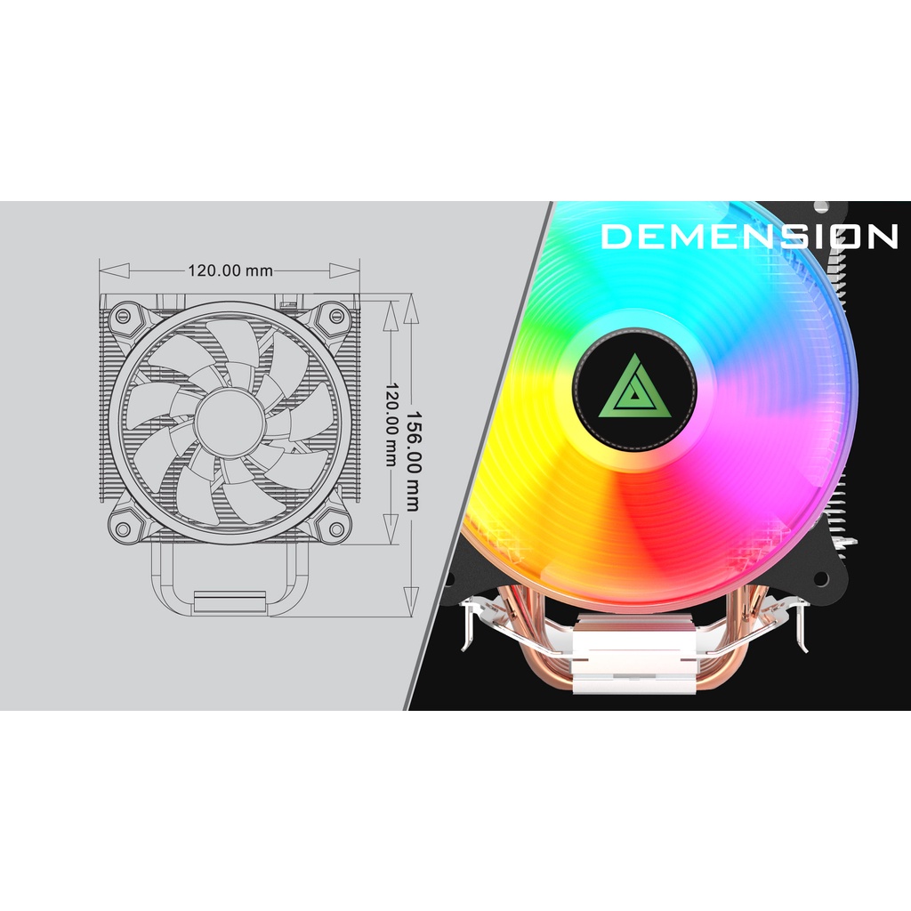 Tản Nhiệt Khí, Fan CPU VSPTech V400 Plus RGB Air Cooling - Support all Socket AMD & Intel - LED Đồng Bộ Mainboard