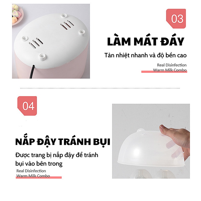 Máy hâm sữa tiệt trùng 2 bình siêu tốc đa chức năng, hấp được thức ăn, ủ sữa chua, hấp trứng