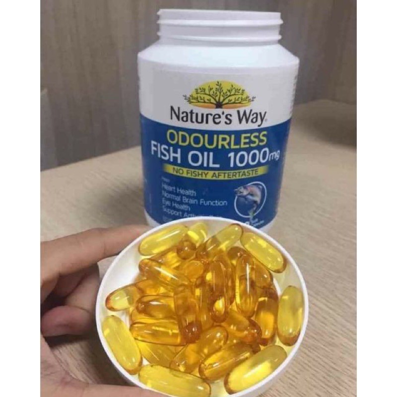 Viên Uống Dầu Cá Nature’s Way Odourless Fish Oil Tăng Cường Sức Khoẻ Tự Nhiên Không Mùi 1000mg