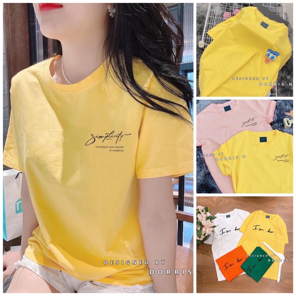 Xả Áo phông in chữ Simplicity 4 màu cho nữ