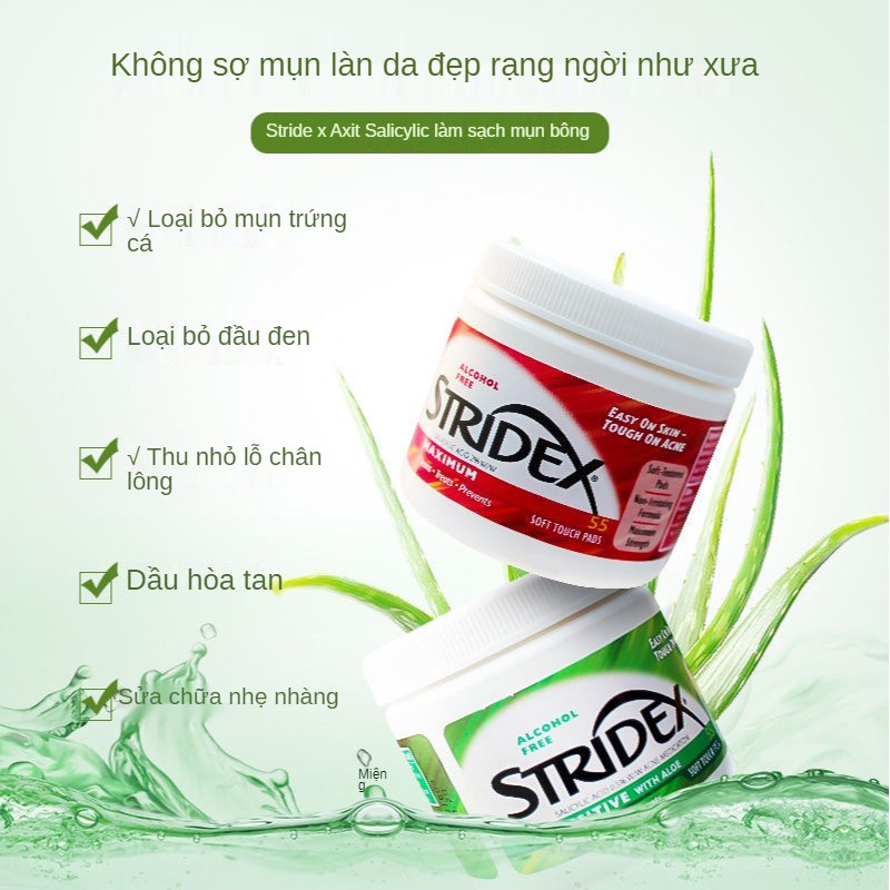 Stridex Anti-Acne Wipes Salicylic Acid 0.5% / 2% BHA Miếng làm sạch lỗ chân lông nhẹ nhàng