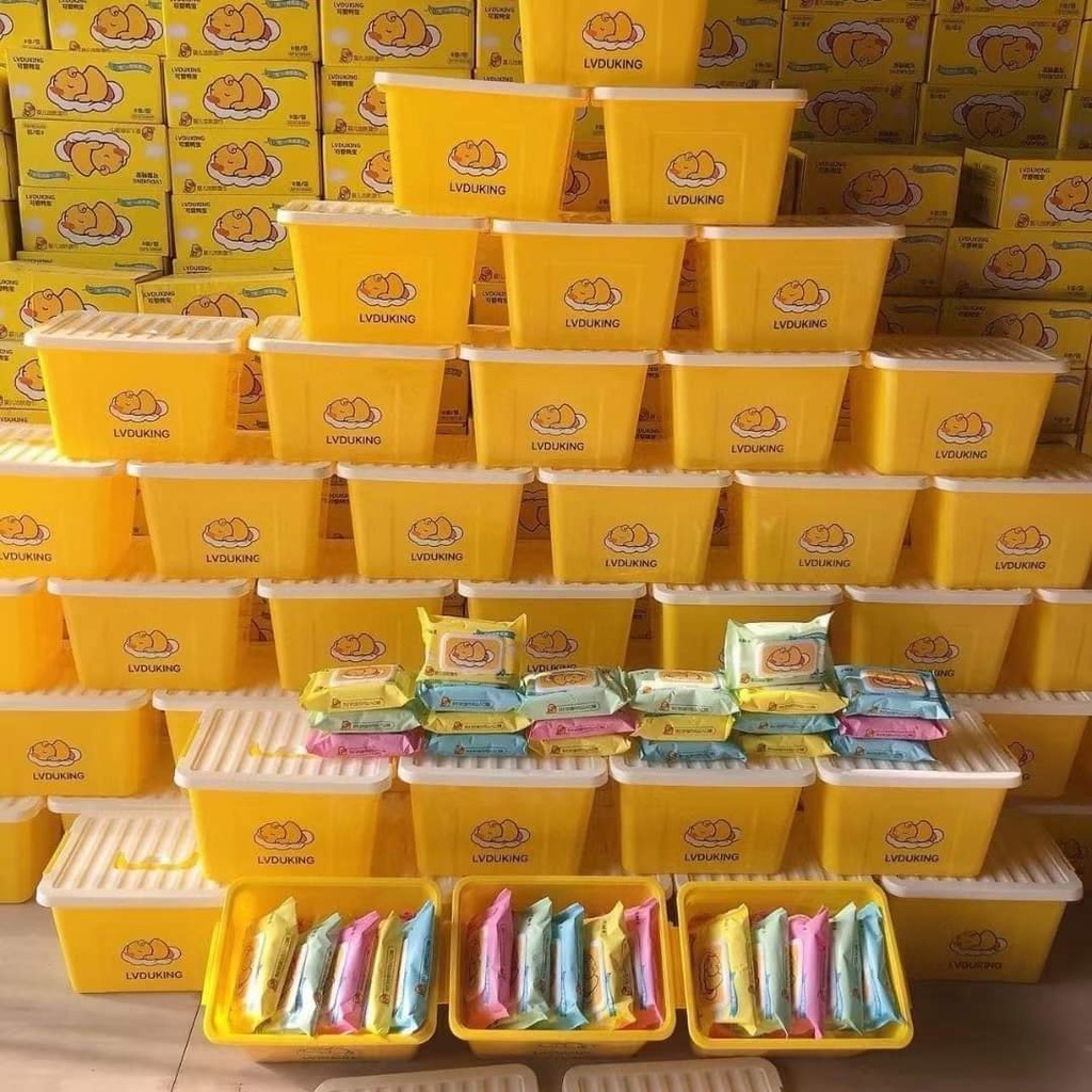 Khăn Giấy Ướt Vịt Vàng 1 Gói Tiện Dụng Siêu Đáng Yêu Mua 10 Gói Tặng Hộp Nhựa