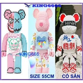 Xếp hình Gấu Bearbrick chữ boom um junior macau cỡ lớn 55cm Đồ chơi lắp ráp mô hình nano 3d cho bé tt