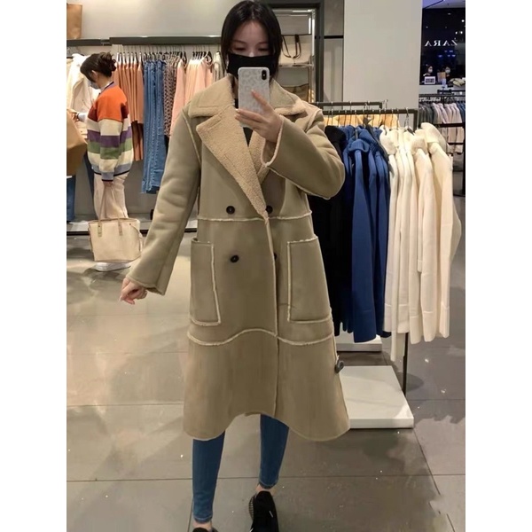 Order hàng xuất ZARA áo khoác da lộn lót lông cừu mới của nữ | BigBuy360 - bigbuy360.vn