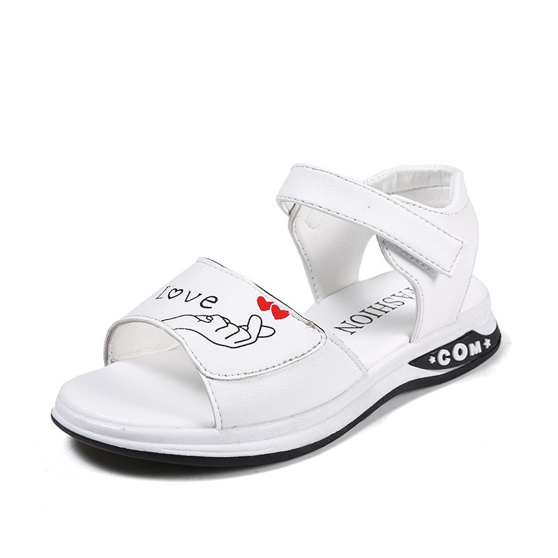 Sandal bé gái da PU mềm có quai dán dép sandal bé gái đi mềm êm chân