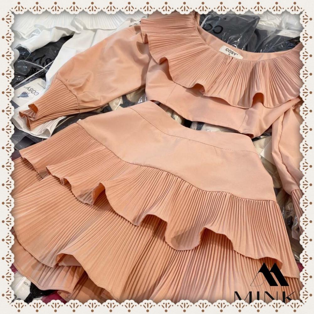 [TTTK] SET ÁO BÈO TRỄ VAI VÀ CHÂN VÁY TẦNG SIÊU HOT - CHẤT LIỆU CAO CẤP - MÀU TRẮNG/ HỒNG/ NUDE | BigBuy360 - bigbuy360.vn