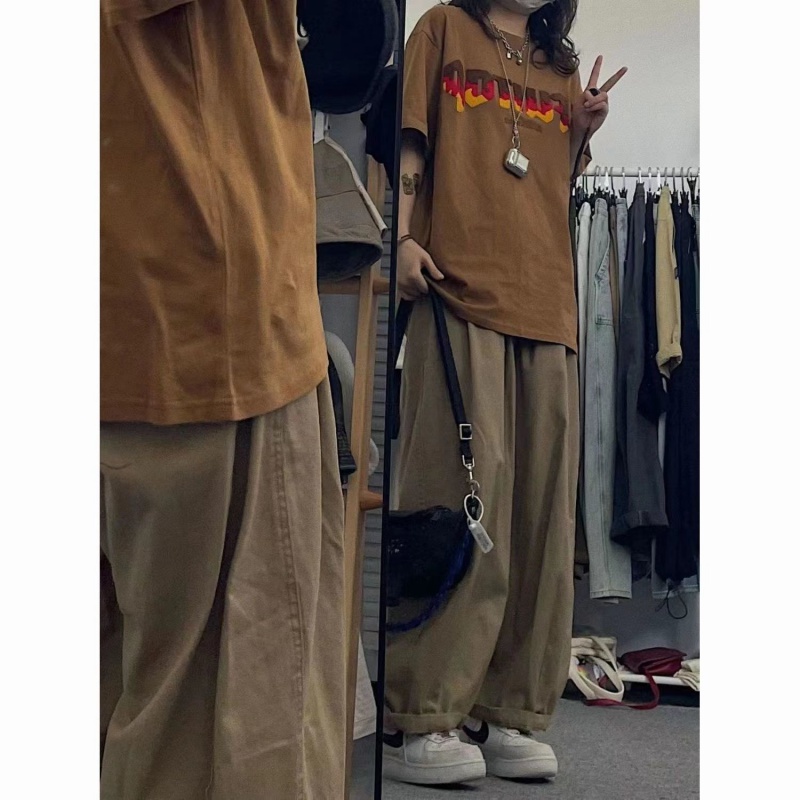Quần ống rộng Phong Cách retro Nhật Bản Thời Trang Cho Nam Và Nữ