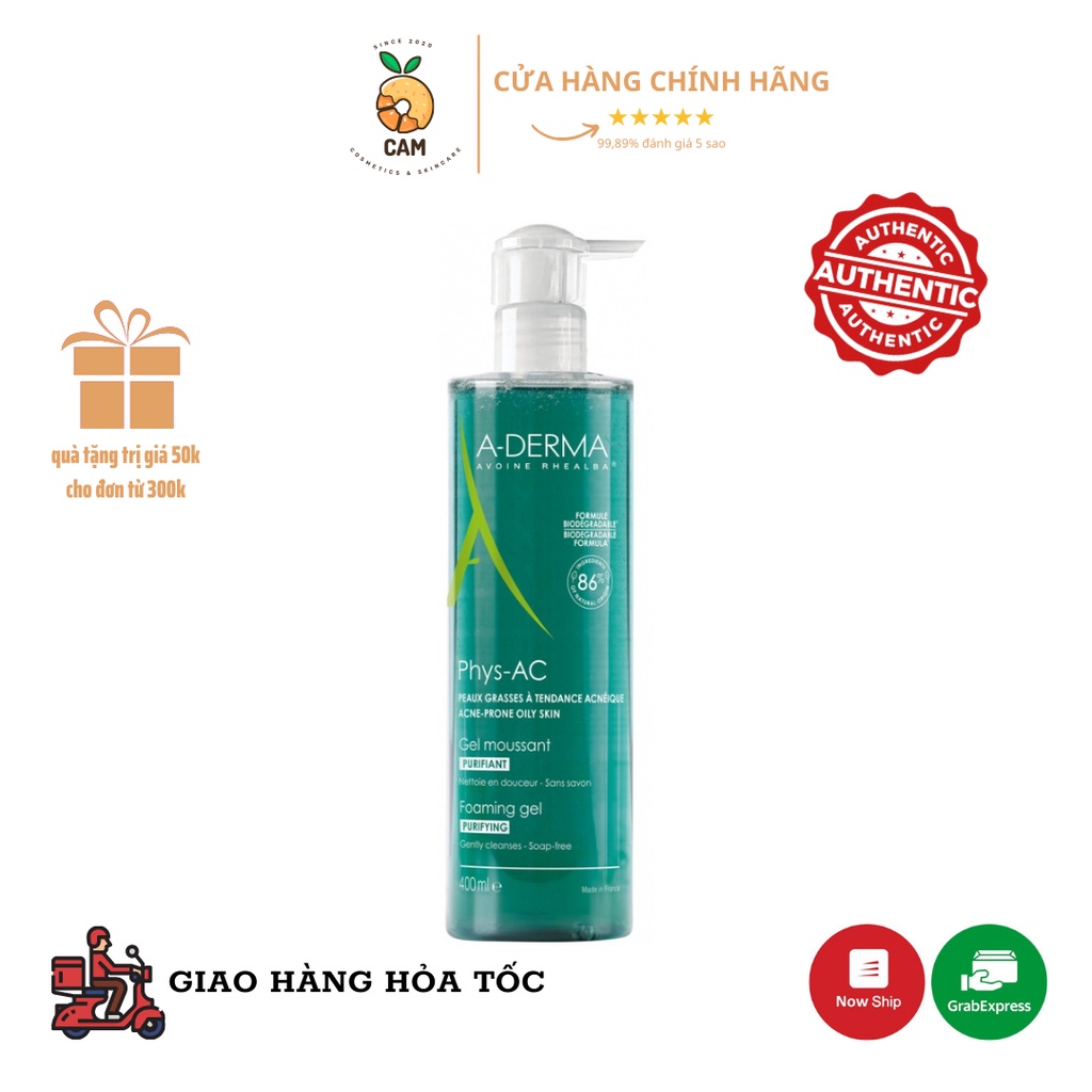 Sữa rửa mặt A-Derma Gel Moussant Purifiant Phys-Ac (200 - 400ML)