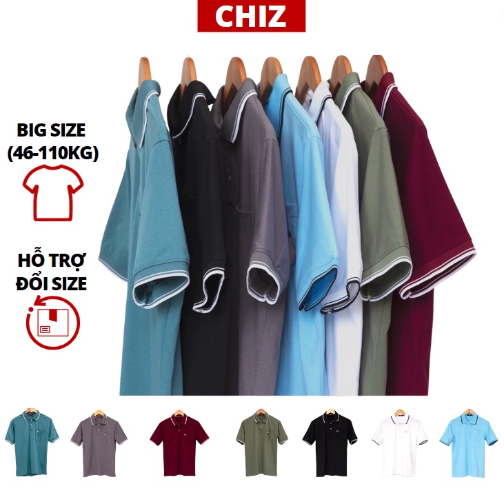 Áo thun polo nam trung niên vải xịn tặng bố có túi form rộng rãi cho người lớn tuổi có big size đại áo CHIZ
