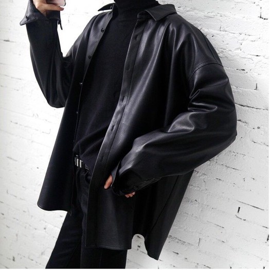 Áo khoác da dài tay cổ bẻ thời trang nam nữ | BigBuy360 - bigbuy360.vn