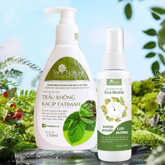 Combo Xịt Khử Mùi - Nước Hoa Vùng Kín Eva Bestie 100ml & Dung Dịch Vệ Sinh Trầu Không I'm 150ml Nature
