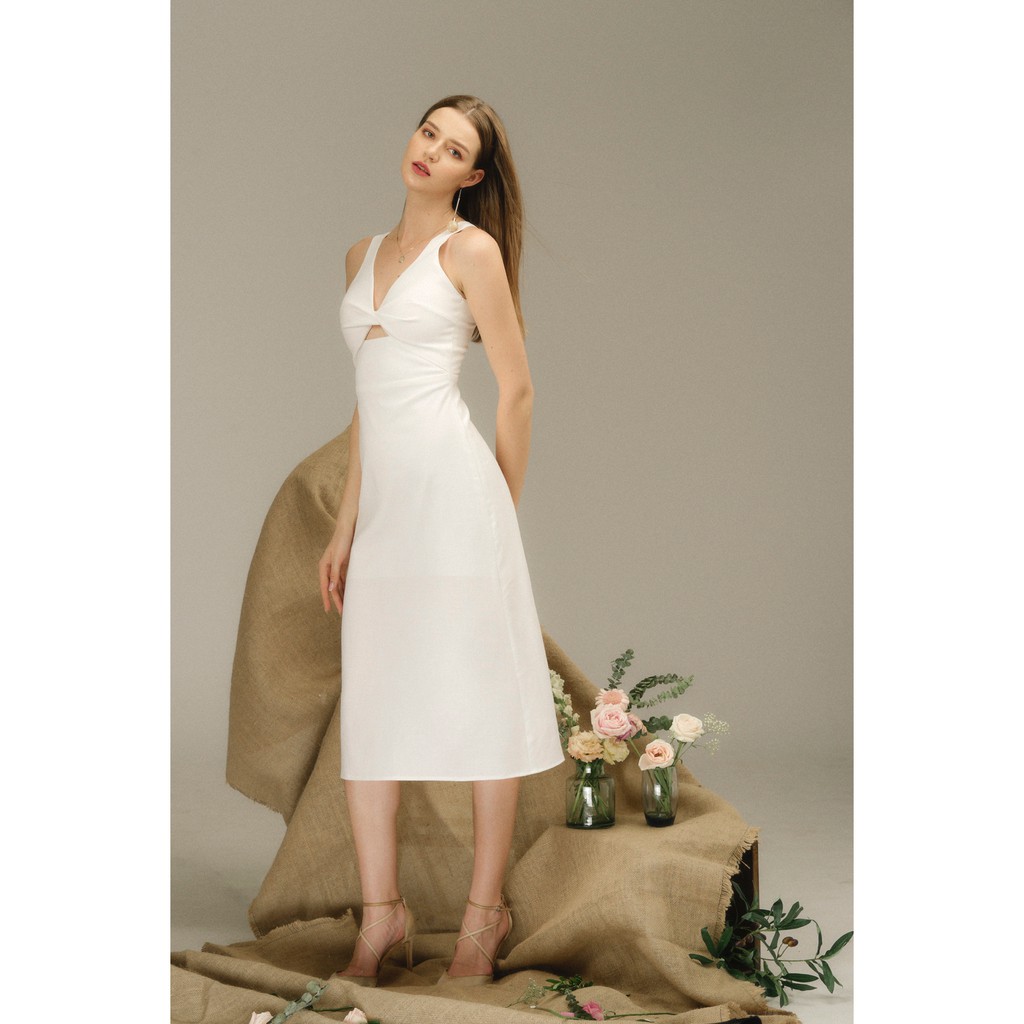 Váy trắng dài - váy xoắn cúp ngực - AUDREY DRESS, SOLID | BigBuy360 - bigbuy360.vn