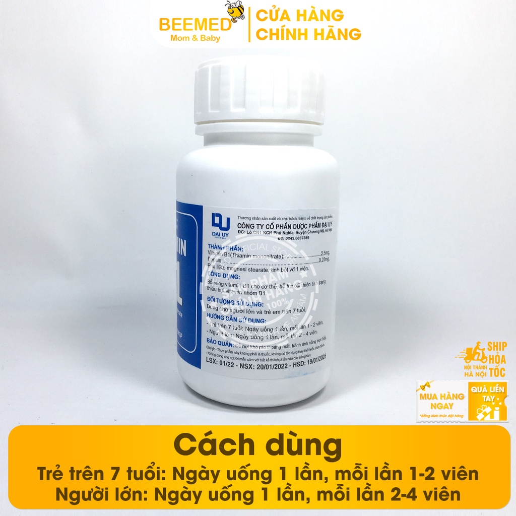 Vitamin b1 giúp trẻ em người lớn ăn ngủ ngon làm đẹp, tốt cho tiêu hóa, gội đầu kích thích mọc tóc - lọ 1800 viên