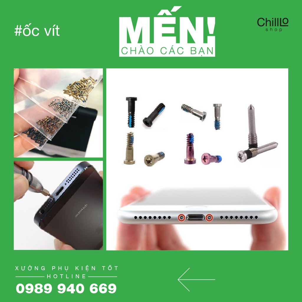 Ốc Đít/ Ốc Đuôi/ Ốc Đáy iPhone - 1 Con Ốc Vít Gắn Dưới Vỏ Máy Chuyên Dụng Cho Tất Cả Các Đời Máy Từ iPhone 5 Đến 13