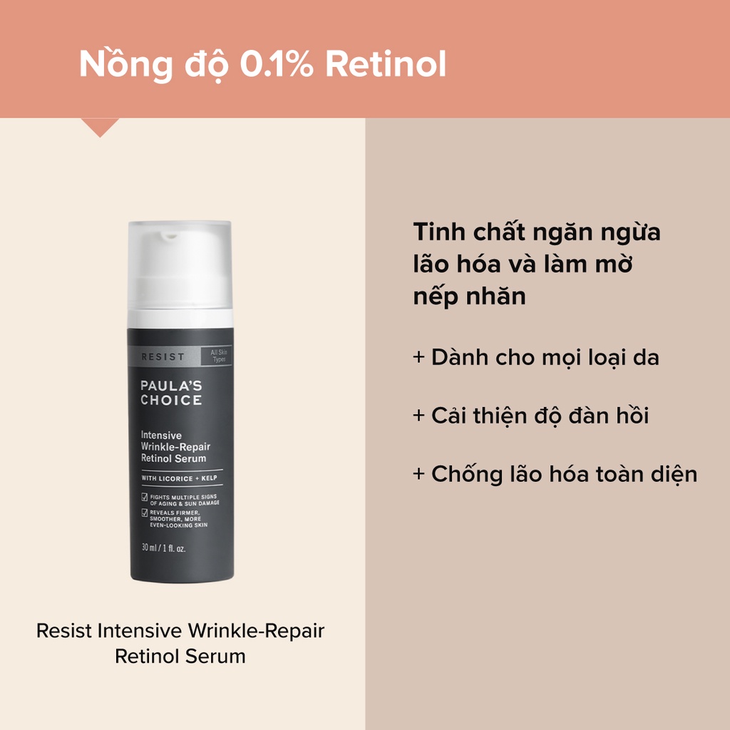 [PAULA'S CHOICE] Retinol Chống Lão Hóa Cho Người Mới Bắt Đầu Intensive Wrinkle - Repair Retinol Serum 30ml (Mã 7710)