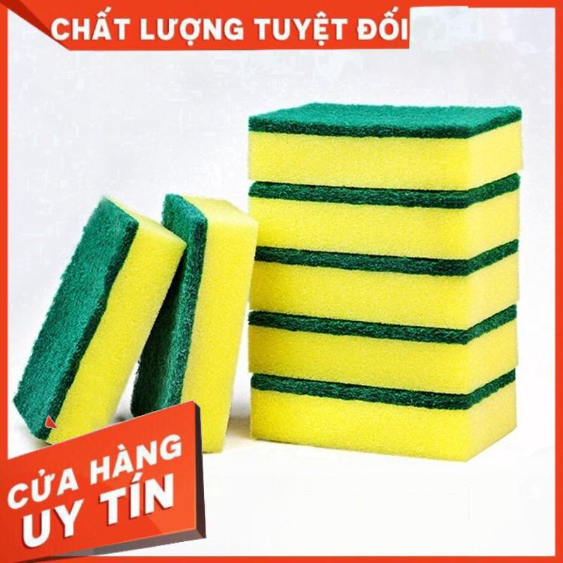 Miếng cọ rửa chén bát xanh vàng tiện dụng - Miếng bọt biển cọ rửa xoong nồi