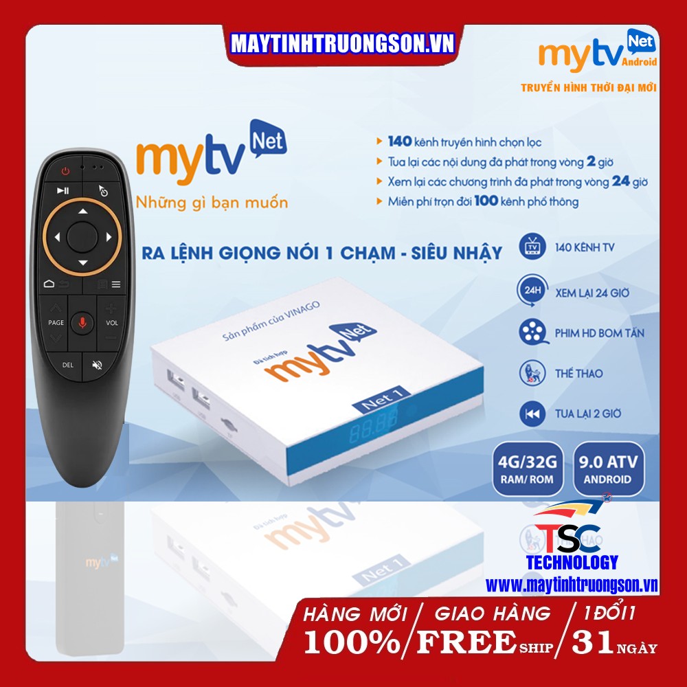 Android TVBOX Có Điều Khiển Giọng Nói MYTV NET1 Ram 4G Rom 32Bb | Chính Hãng iTVPlus