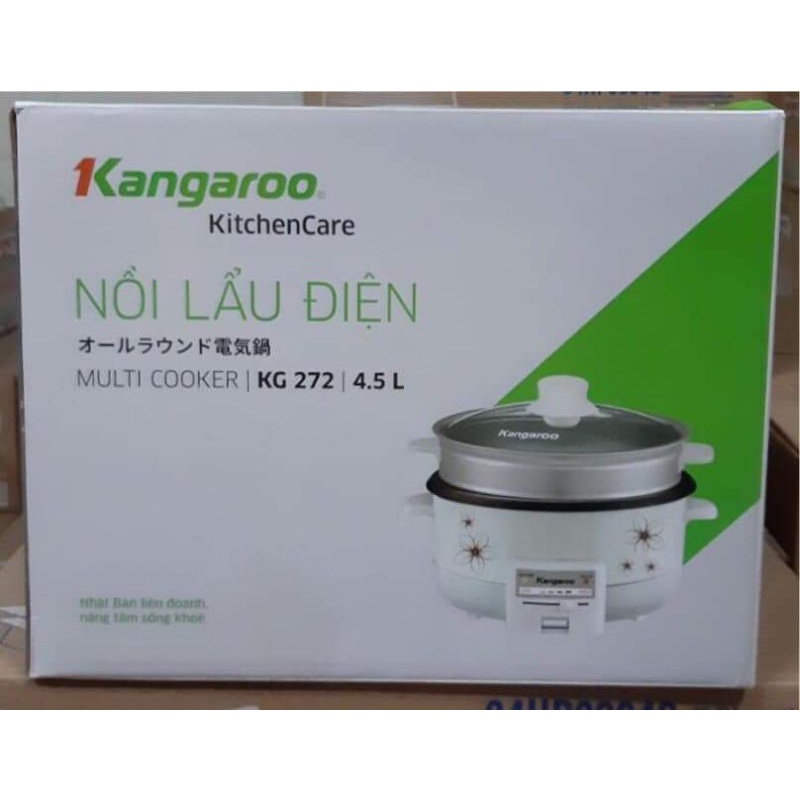 Nồi lẩu điện KANGAROO KG 272 4.5l thế hệ mới KÈM KHAY HẤP SIÊU TIỆN Dụng..