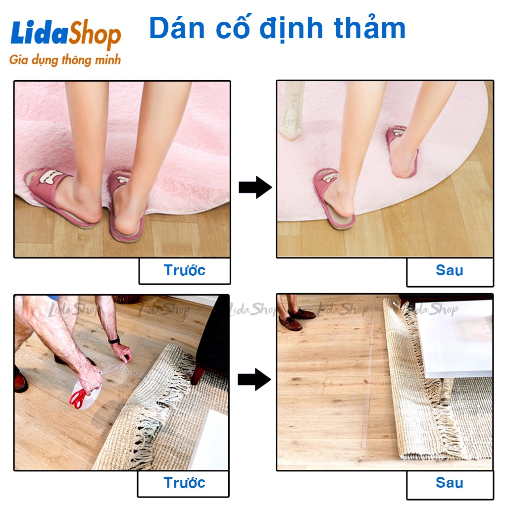 Cuộn băng keo 2 mặt siêu dính LidaShop , băng keo dẻo trong 2 mặt dán tranh gương dán tường ốp đá gạch men