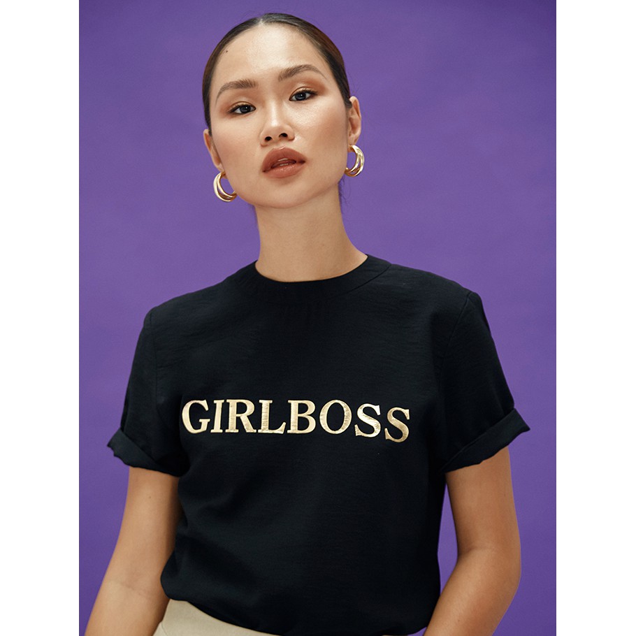 COCO SIN - Áo Lụa in Chữ Nhũ Đen | BigBuy360 - bigbuy360.vn