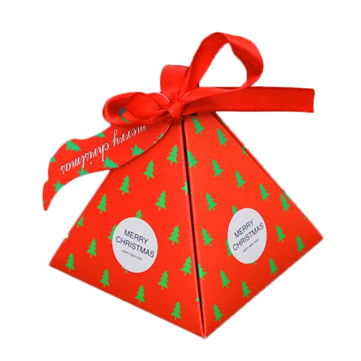 Hộp quà Giáng sinh, Hộp quà Noel đựng kẹo hình kim tự tháp phối ruy băng và tag xinh xắn lạ mắt Baby-S – SG003