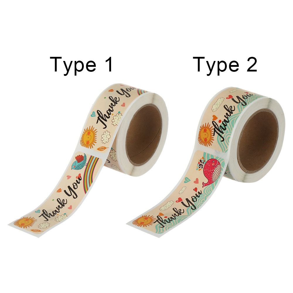 Set 120 Nhãn Dán Niêm Phong Bao Bì In Chữ Thank You Hình Chim/Cá Voi Hoạt Hình 1*3inch