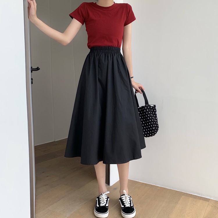 Xiaozhainv Chân váy midi chữ A lưng cao kiểu dáng xinh xắn cho nữ | BigBuy360 - bigbuy360.vn
