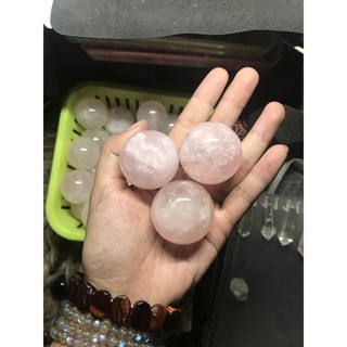 Hạt cầu đá mài tròn t.a Hồng 3.5-4.5cm không lỗ