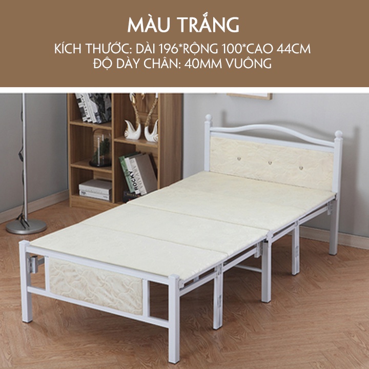 Giường gấp gọn thông minh bằng sắt, kích thước 196x100x44cm