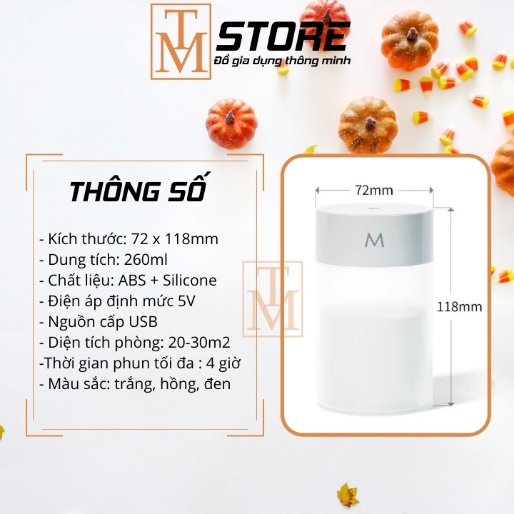 Máy xông tinh dầu mini , Máy phun sương tạo độ ẩm khuếch tán tinh dầu có đèn LED MX3