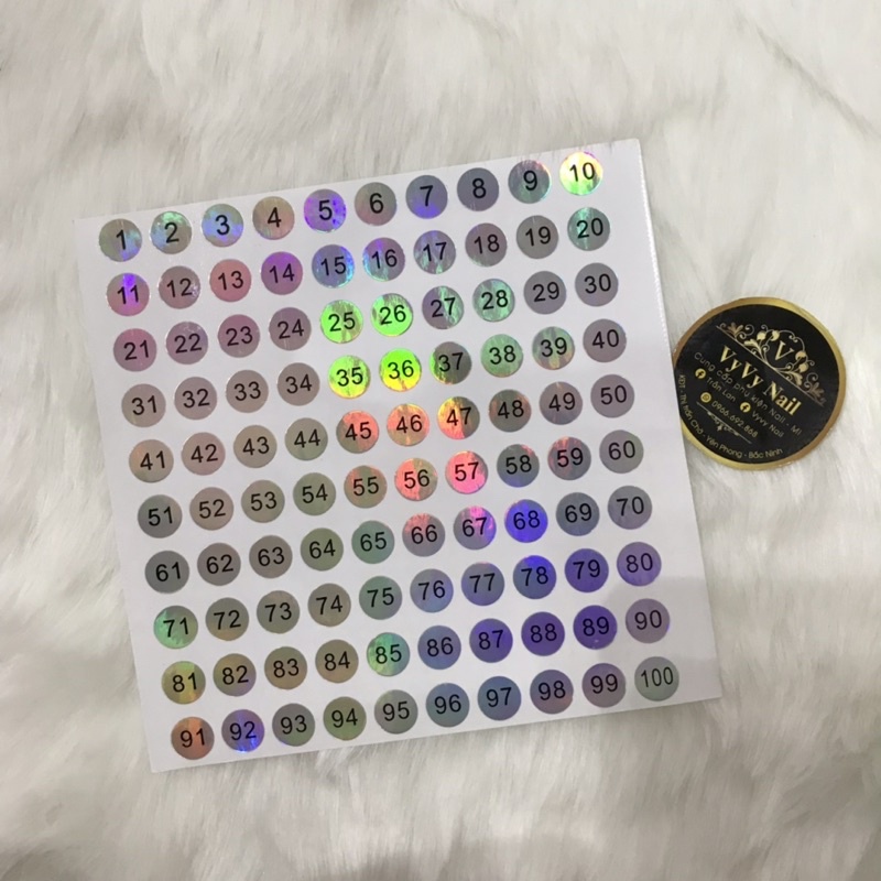 Tem dán số 01-200 làm bảng màu