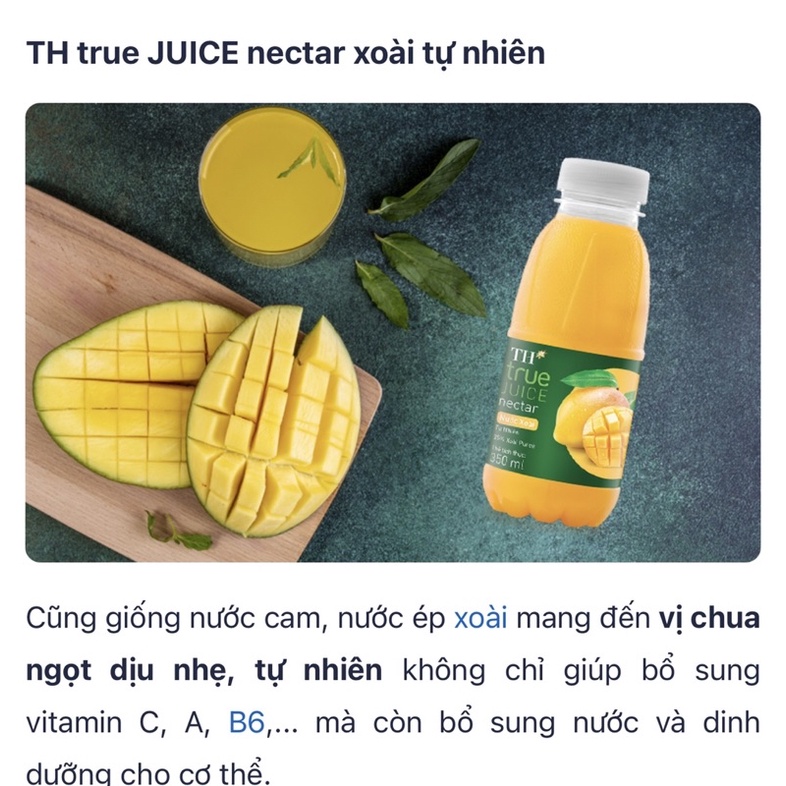 THÙNG 24 CHAI NƯỚC TRÁI CÂY TỰ NHIÊN TH ( TÁO/ TÁO ĐÀO/ XOÀI/ CAM)