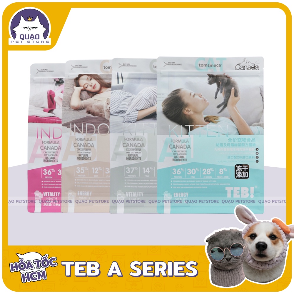 Hạt thức ăn khô Teb A Series cho mèo - Topping Thịt Sấy Lạnh Đông Khô