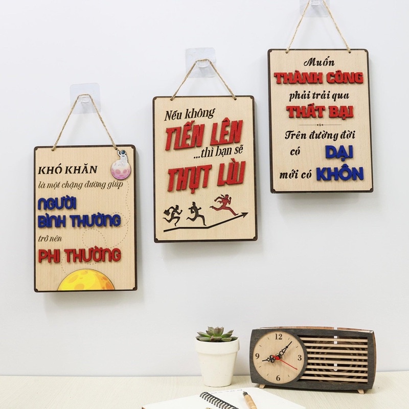 Bảng gỗ khẩu hiệu decor trang trí văn phòng, công ty, phòng làm việc tạo động lực và làm quà tặng