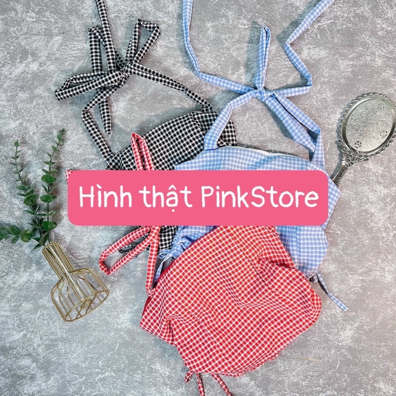 Áo Croptop Yếm Cột Nơ PINKSTORE29, Họa Tiết Caro Rút Dây 2 Bên A5256 | WebRaoVat - webraovat.net.vn