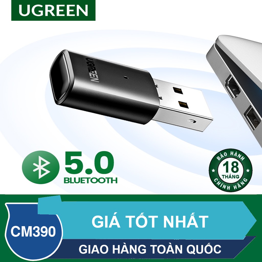 USB phát bluetooth 5.0 Dành cho Laptop, PC hỗ trợ aptX - Usb bluetooth chính hãng Ugreen US192 CM390