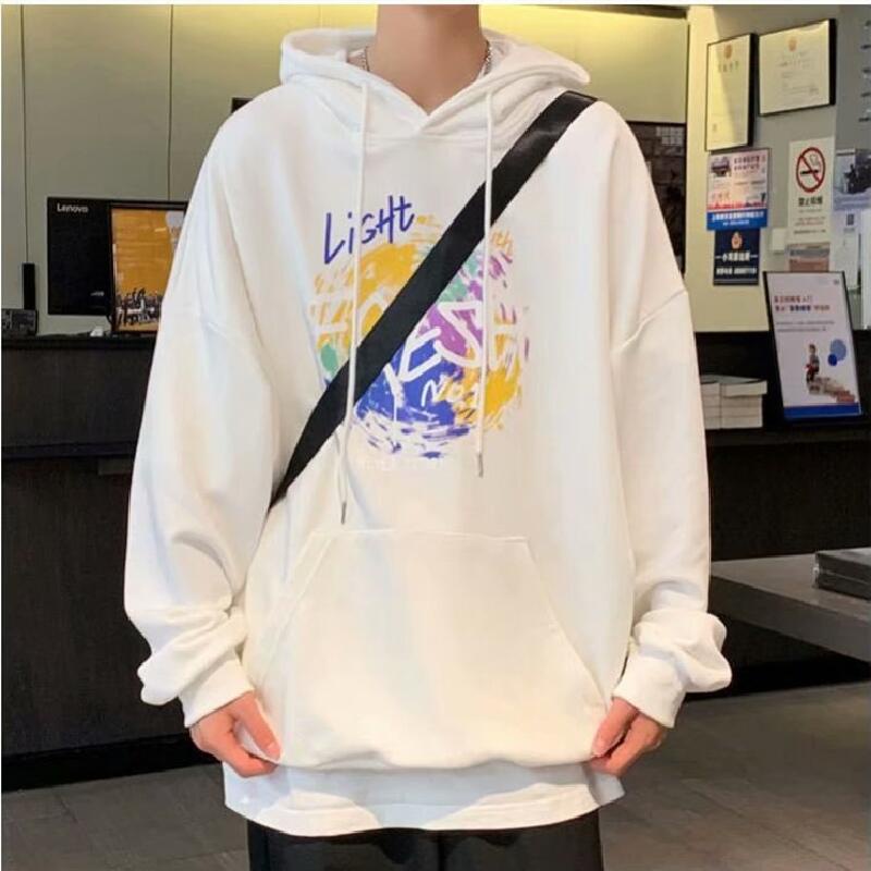Áo Hoodie Dài Tay Dáng Rộng In Chữ Graffiti Thời Trang Hàn Quốc Cho Nam Cỡ M-8XL