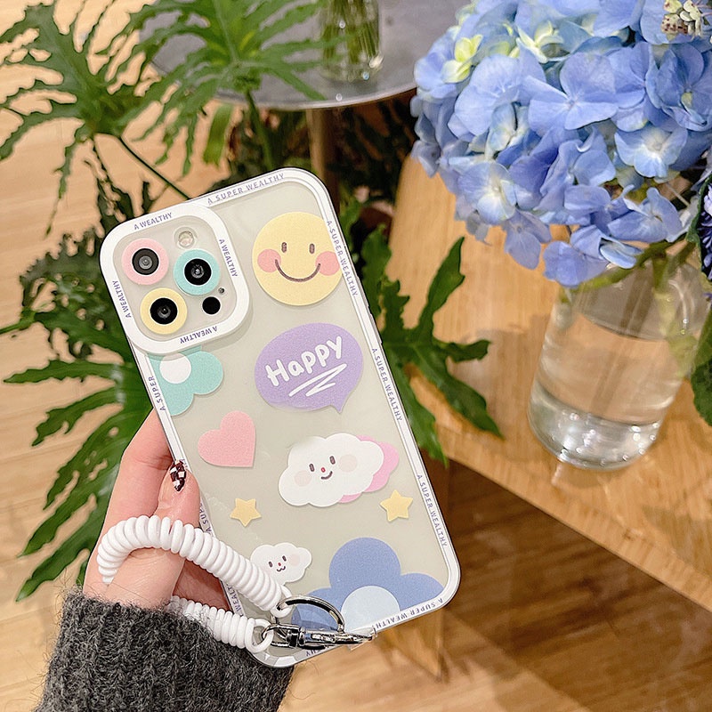 Ốp lưng iphone ốp Điện Thoại Trong Suốt Hình Đám Mây Mặt Cười Cho iPhone 14 13 12 11 PROMAX XS XR XSMAX SE2020