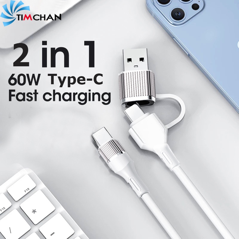 Dây Cáp Sạc Nhanh 2 Trong 1 Type C/USB Mềm Bền Bỉ Chất Lượng Cao