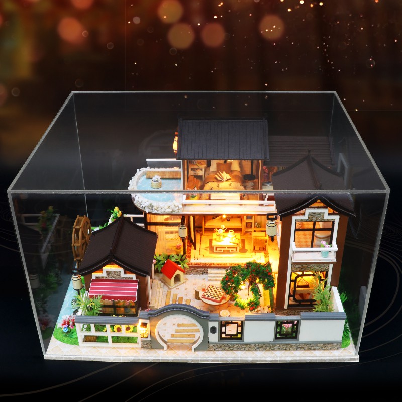 Mô hình nhà DIY Doll House Dream in Ancient Town Kèm Mica Chống bụi, Bộ dụng cụ, Keo dán và Bộ phát nhạc