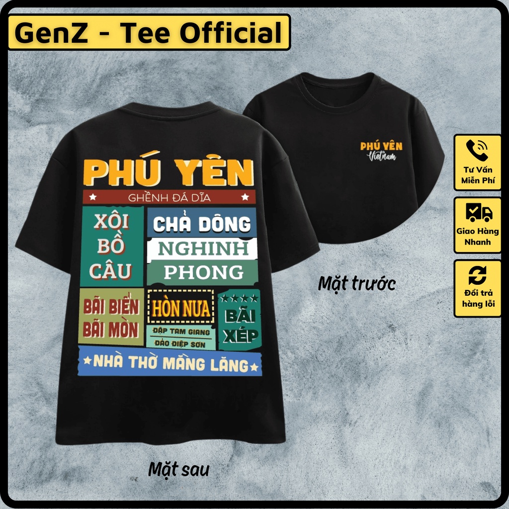Áo Thun Local Brand Tỉnh Phú Yên, Áo 63 Tỉnh Thành Nam Nữ Form Rộng Unisex Genz Cá Tính