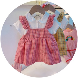 Váy giả yếm bé gái kẻ caro 2 màu size 9-17kg