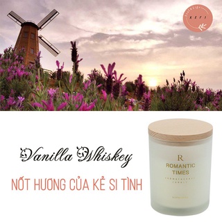 Nến thơm romantic times hương vanila whiskey - 100% sáp dừa tự nhiên không khói - nắp gỗ sang trọng