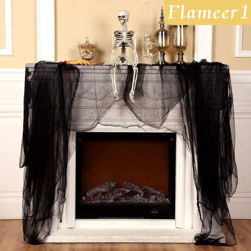 [Flameameer1] Rèm Cửa Sổ Vải Gạc Màu Đen Hóa Trang Halloween Dễ Xé Và Cắt