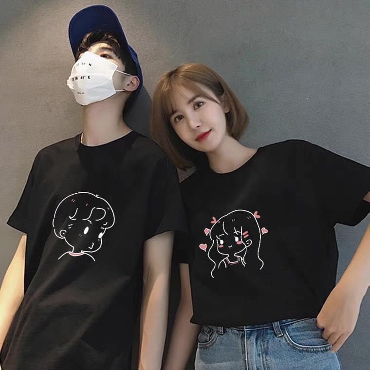 Áo Đôi Nam Nữ, Áo phông Cặp In Hình Chibi Dễ Thương Không Bong Tróc