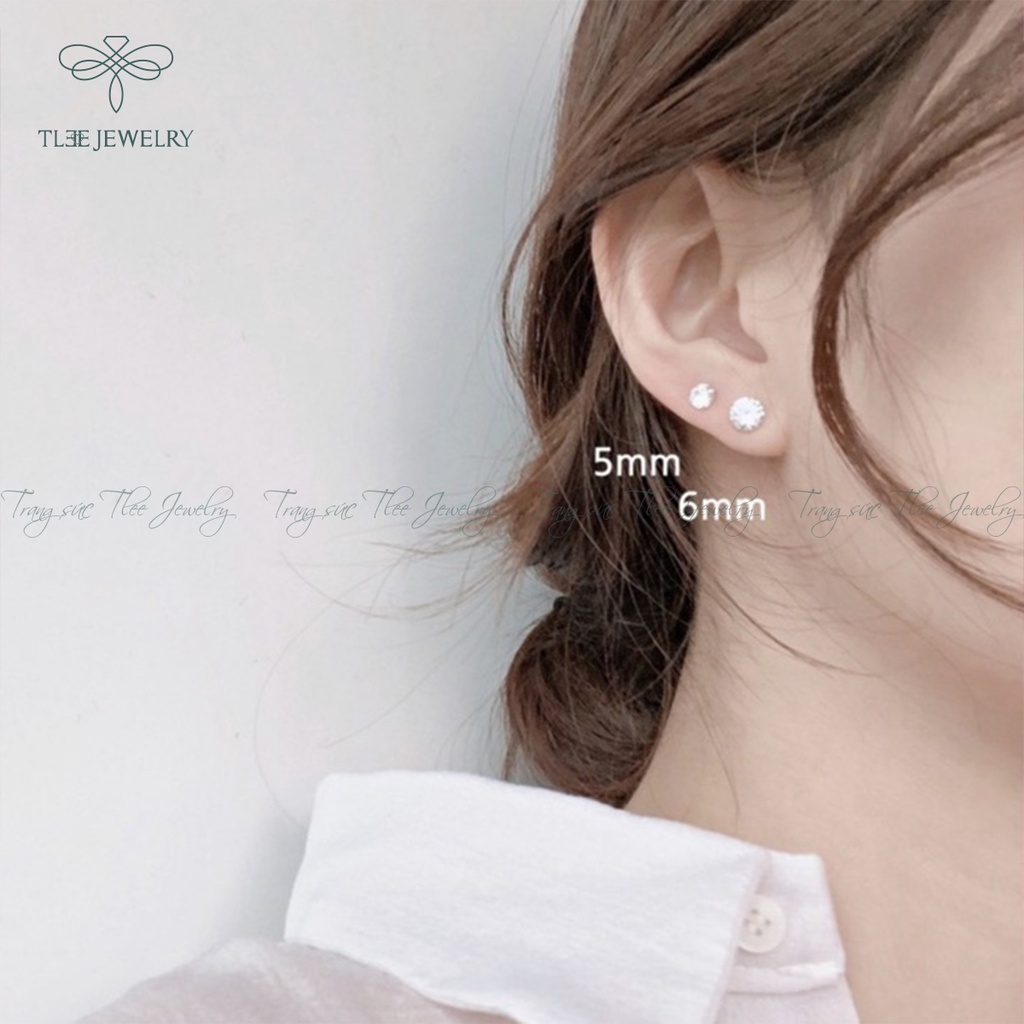 Khuyên tai bạc nữ TLEE nụ đá lấp lánh cao cấp NCJ B0206