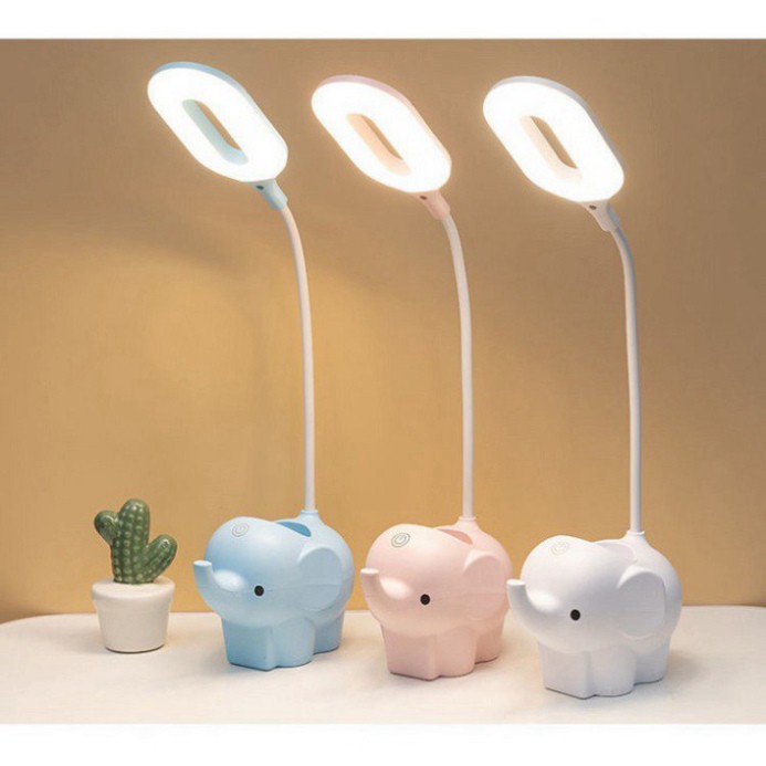 Đèn học LED tích điện 3 chế độ ánh sáng tích hợp ống đựng bút con voi