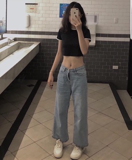 Áo croptop bo viền ( kèm clip + ảnh thật)
